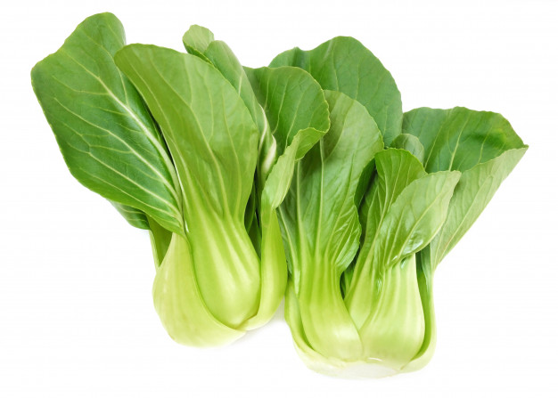 Fresh green bok choy on white Premium Photo